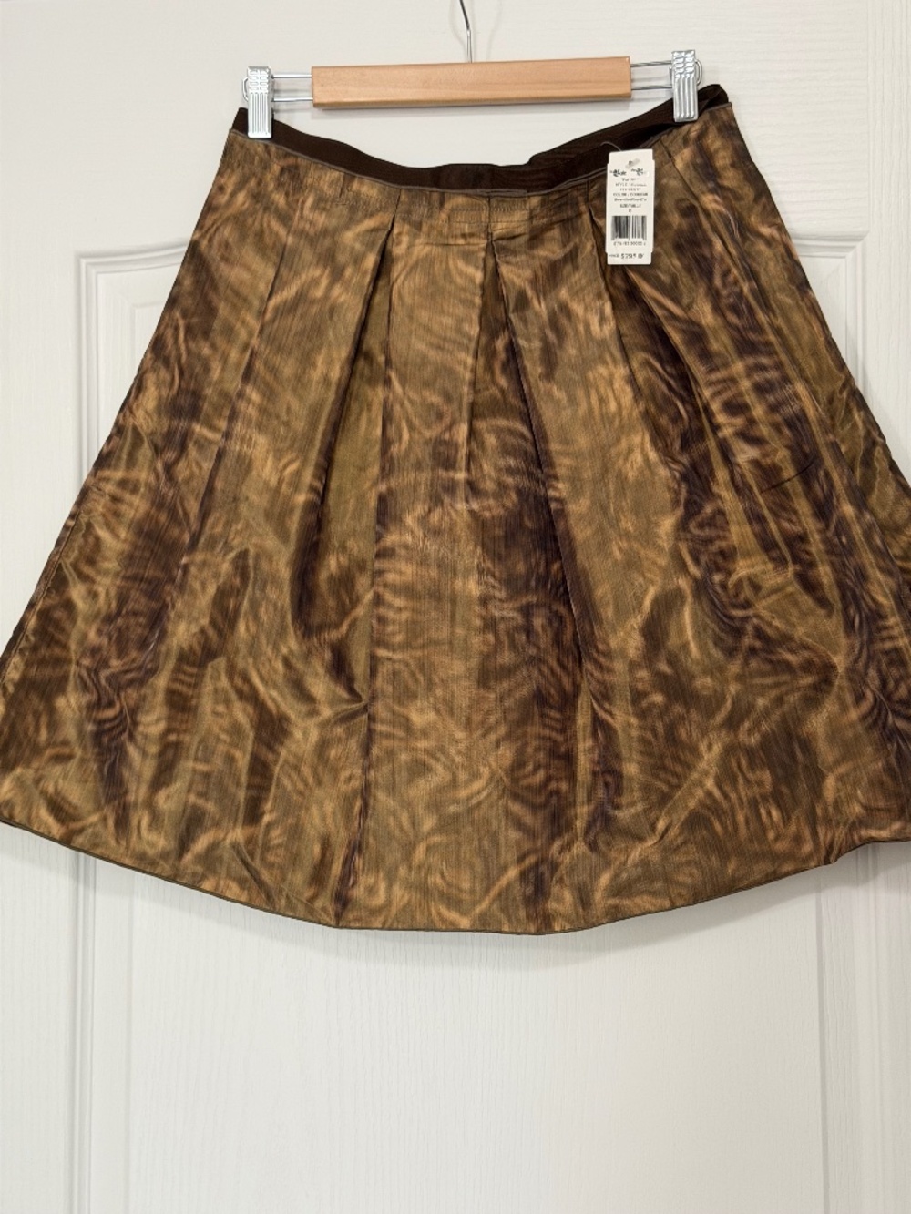 NWT Pink Tartan Metallic Gold Woodgrain Pleated Taffeta Skirt Sz 8 Fall 2011